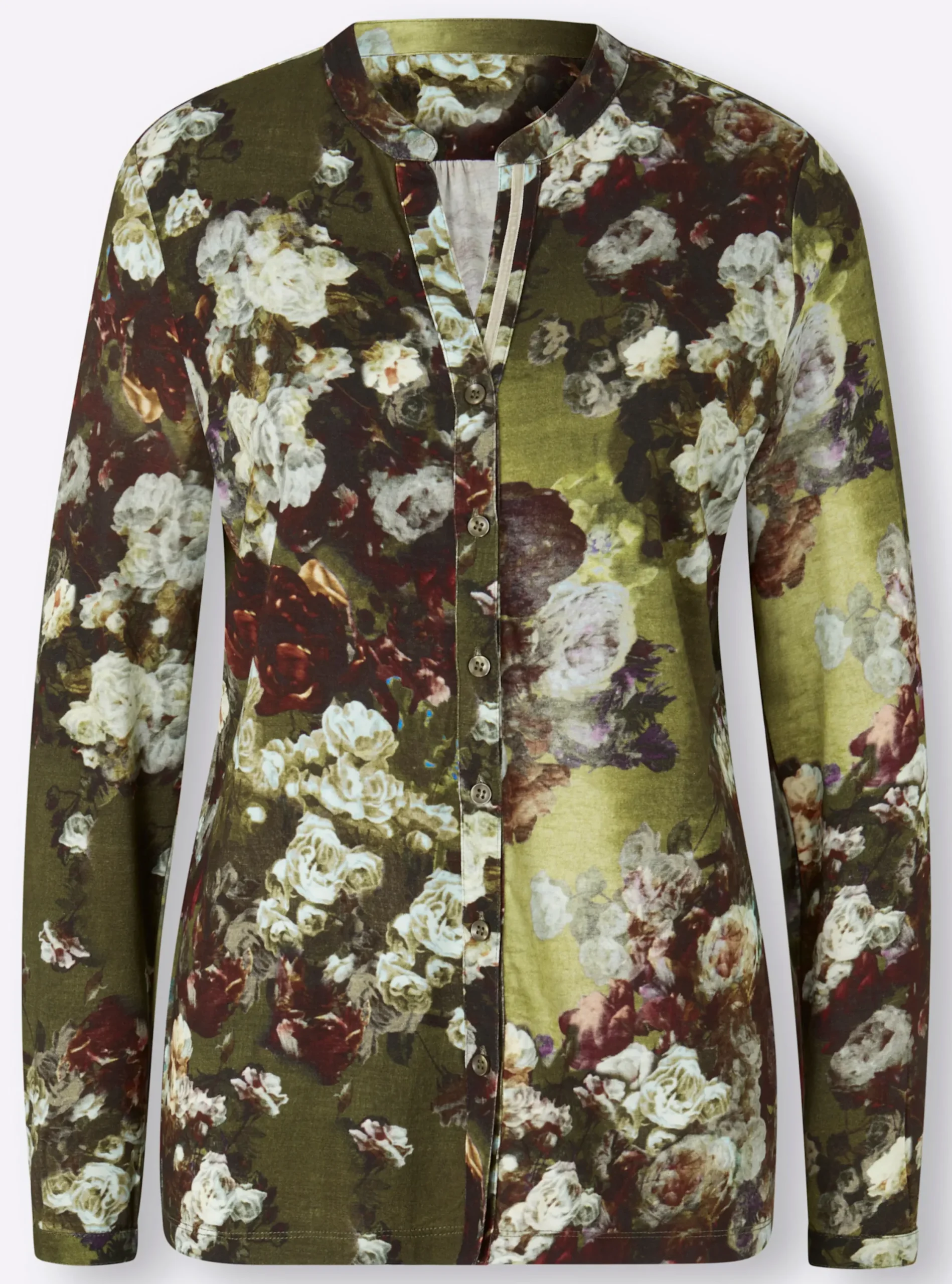 Shirts|heine Blusenshirt im Blüten-Dessin khaki