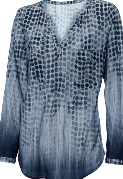 Blusen|Shirts|heine Blusenshirt im Tupfenmuster blau