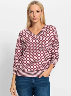 Shirts|heine Blusenshirt in Koffer-Qualität ecru-rot-bedruckt