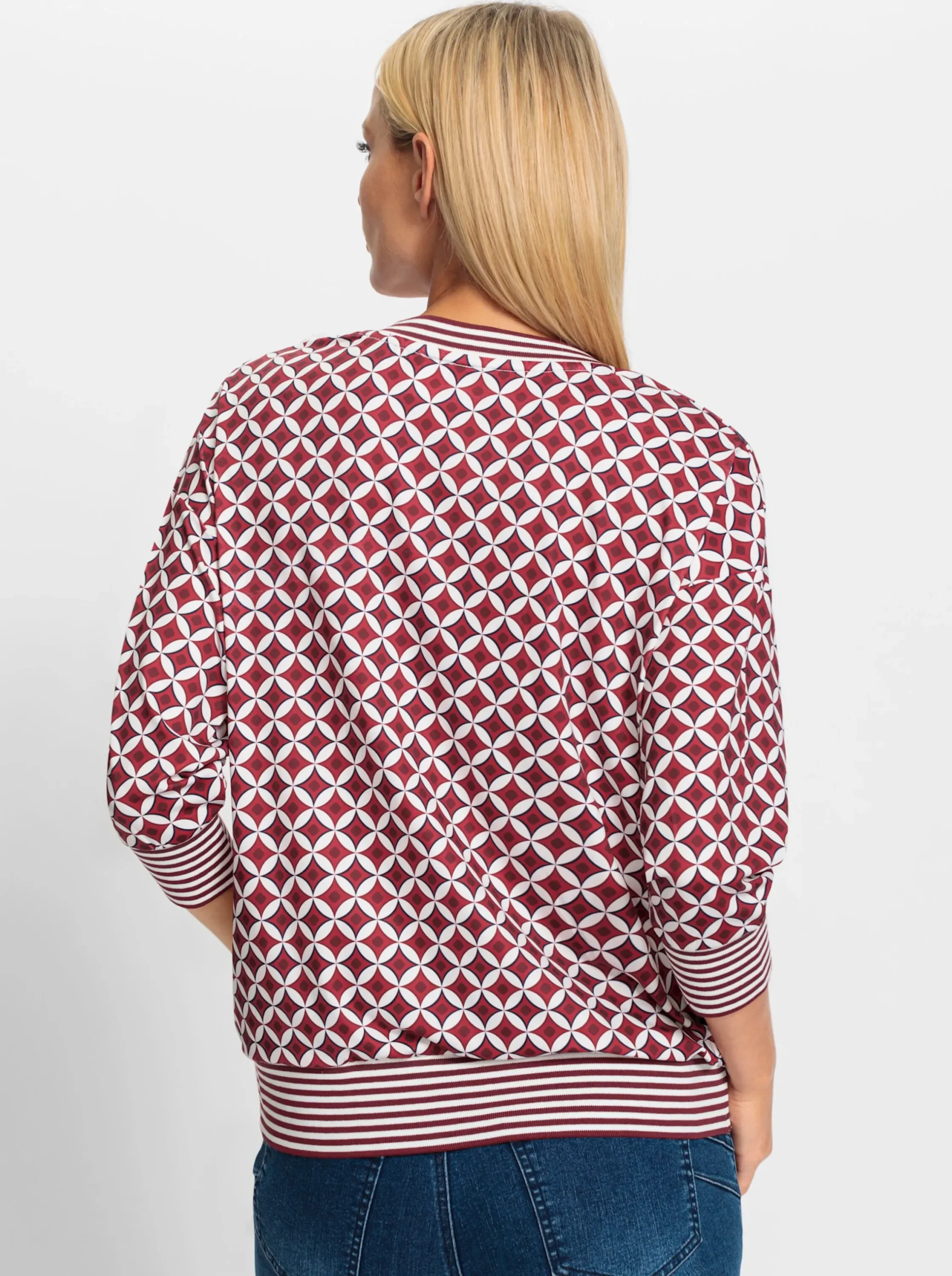 Shirts|heine Blusenshirt in Koffer-Qualität ecru-rot-bedruckt