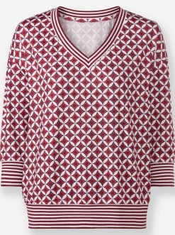 Shirts|heine Blusenshirt in Koffer-Qualität ecru-rot-bedruckt