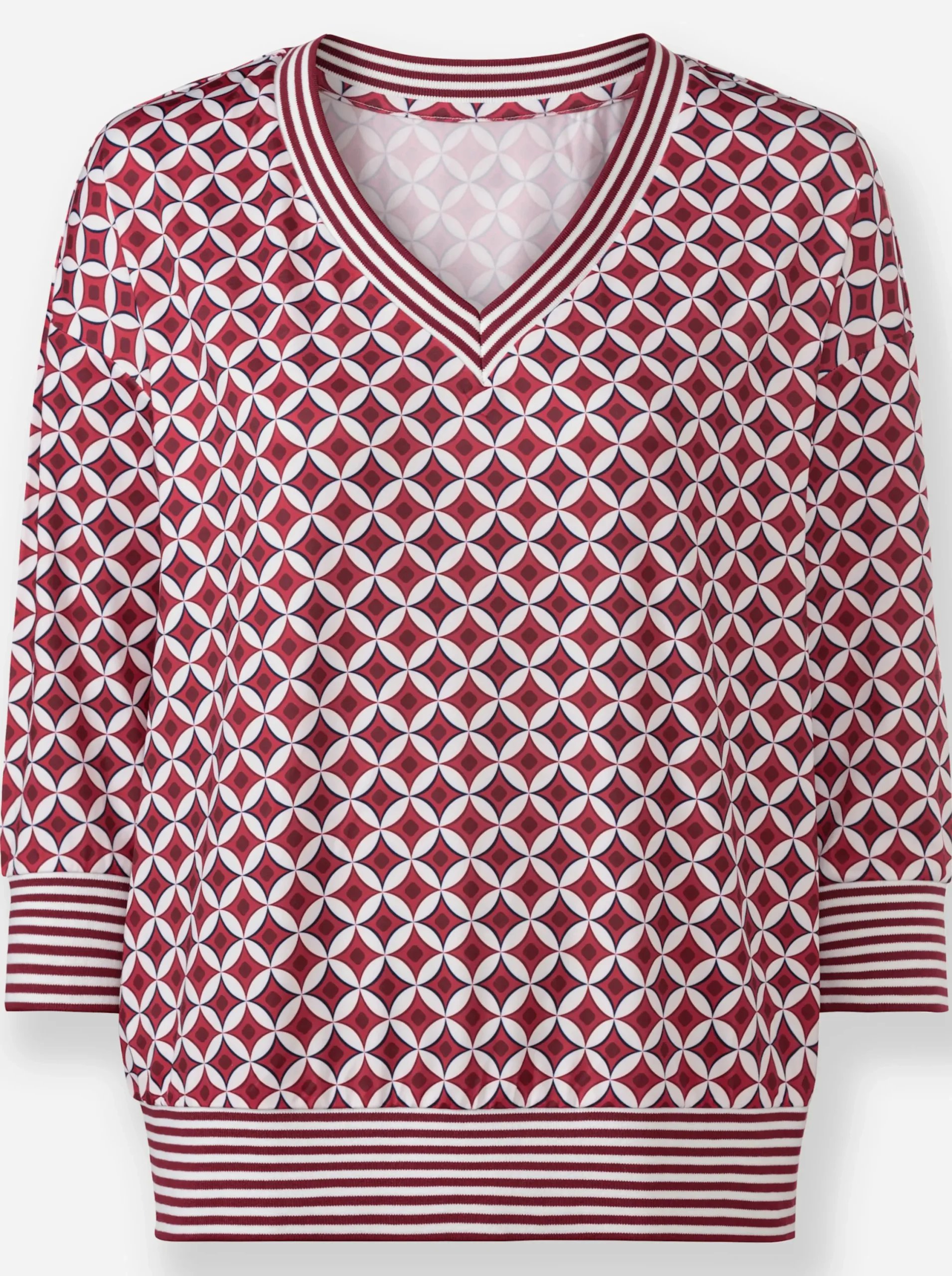 Shirts|heine Blusenshirt in Koffer-Qualität ecru-rot-bedruckt