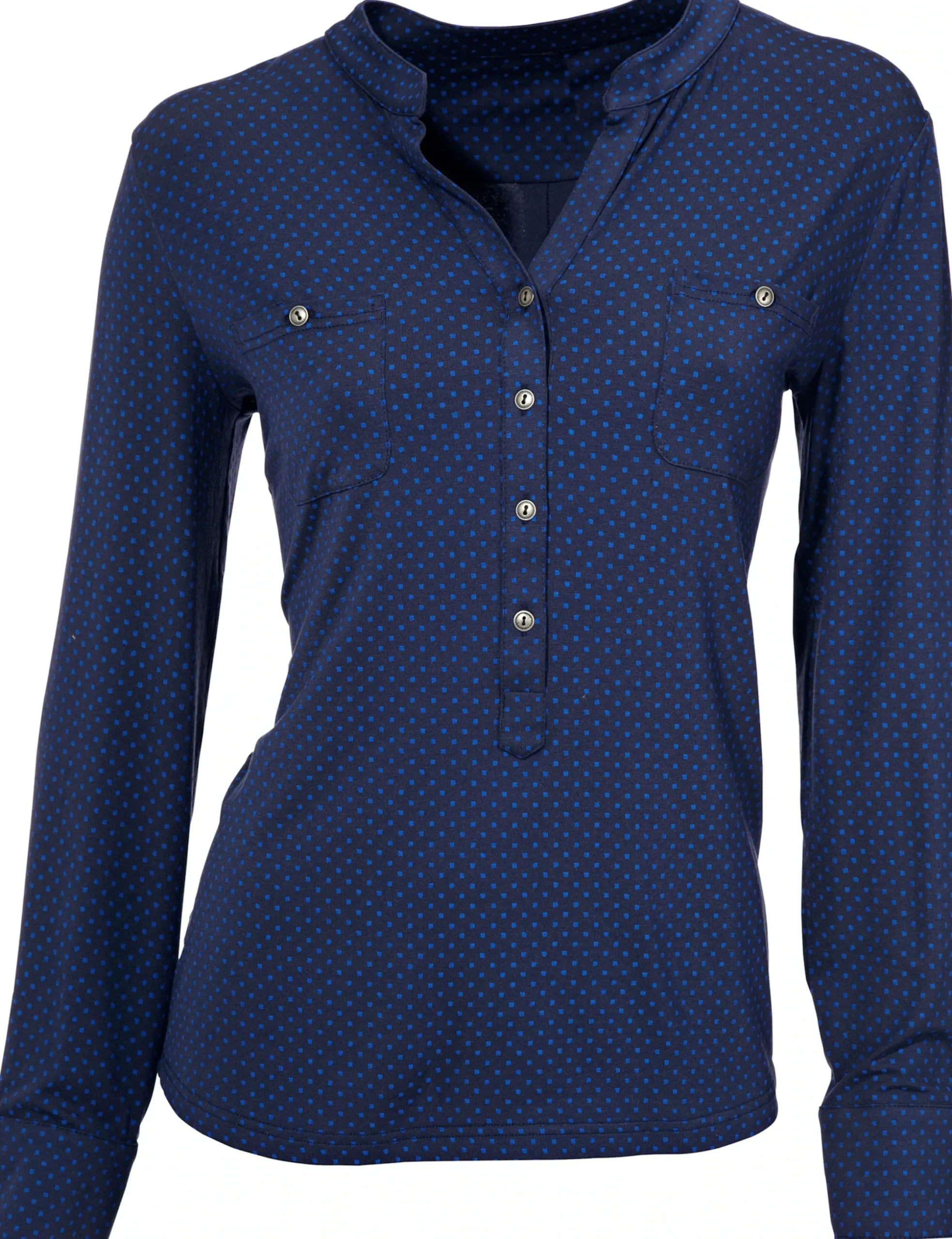 Basics|heine Blusenshirt mit Brusttaschen blau