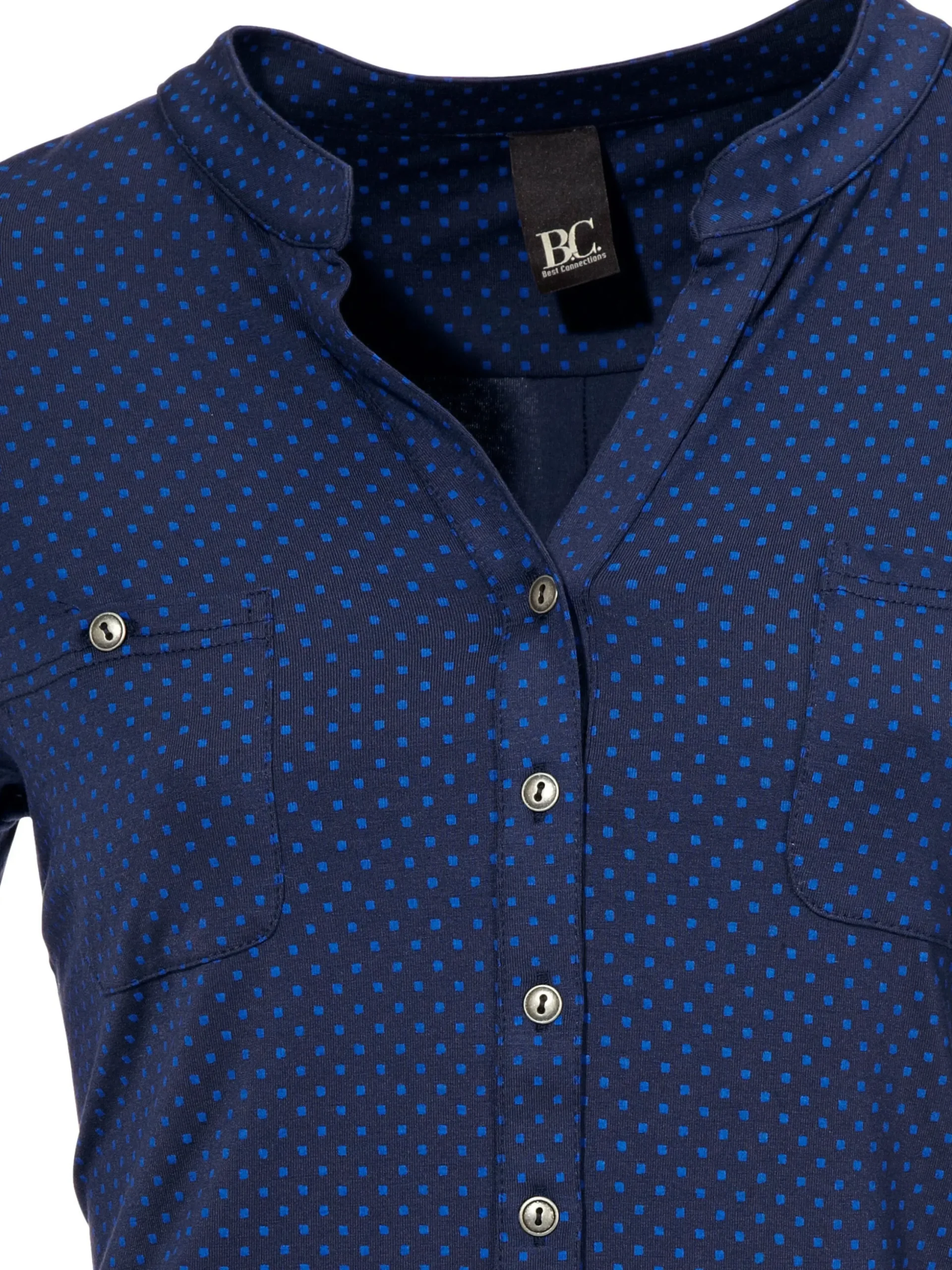 Basics|heine Blusenshirt mit Brusttaschen blau