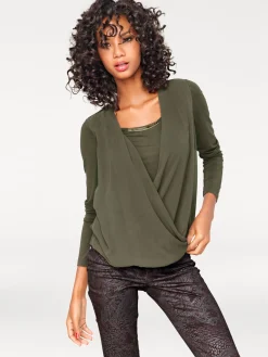 Shirts|heine Blusenshirt mit Chiffon khaki