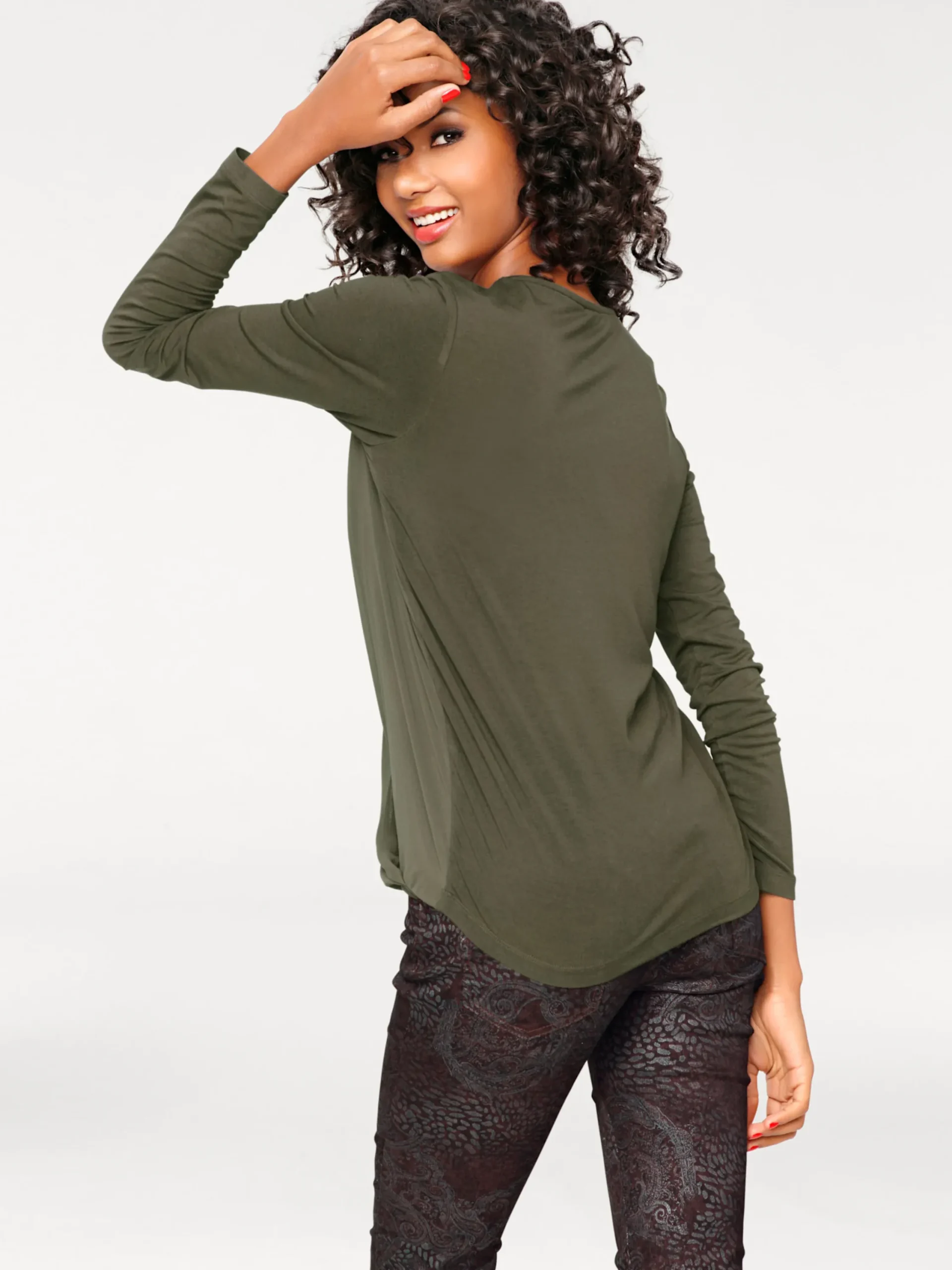Shirts|heine Blusenshirt mit Chiffon khaki