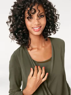 Shirts|heine Blusenshirt mit Chiffon khaki
