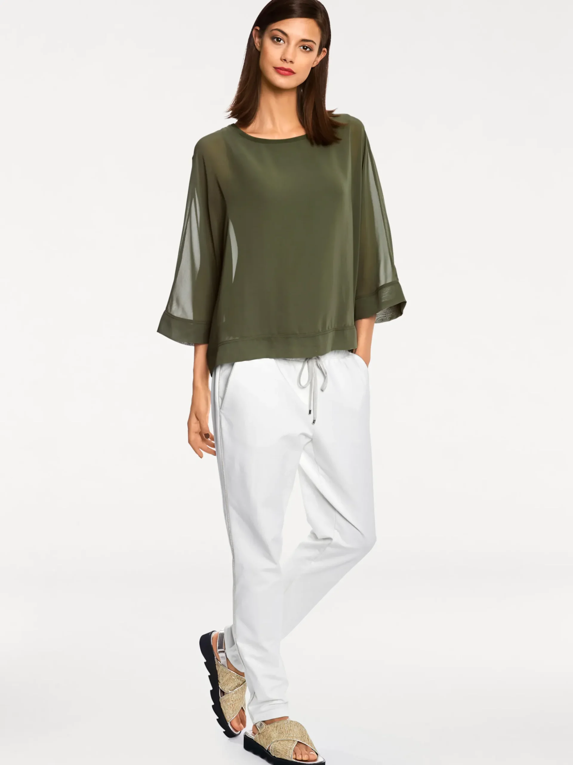 Basics|Shirts|heine Blusenshirt mit Fledermausärmeln oliv
