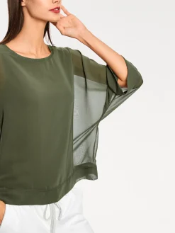 Basics|Shirts|heine Blusenshirt mit Fledermausärmeln oliv