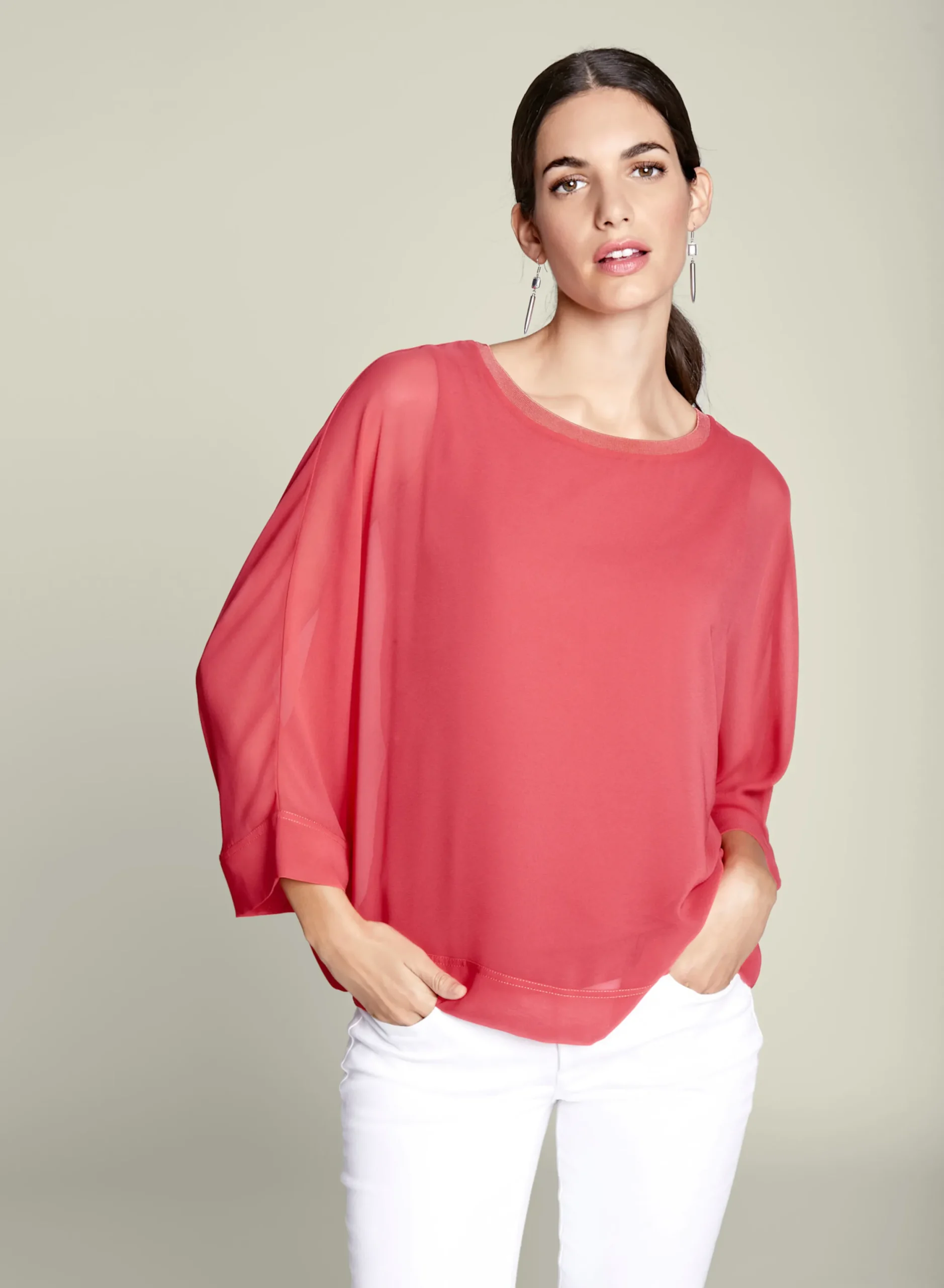 Basics|Blusen|heine Blusenshirt mit Fledermausärmeln himbeere