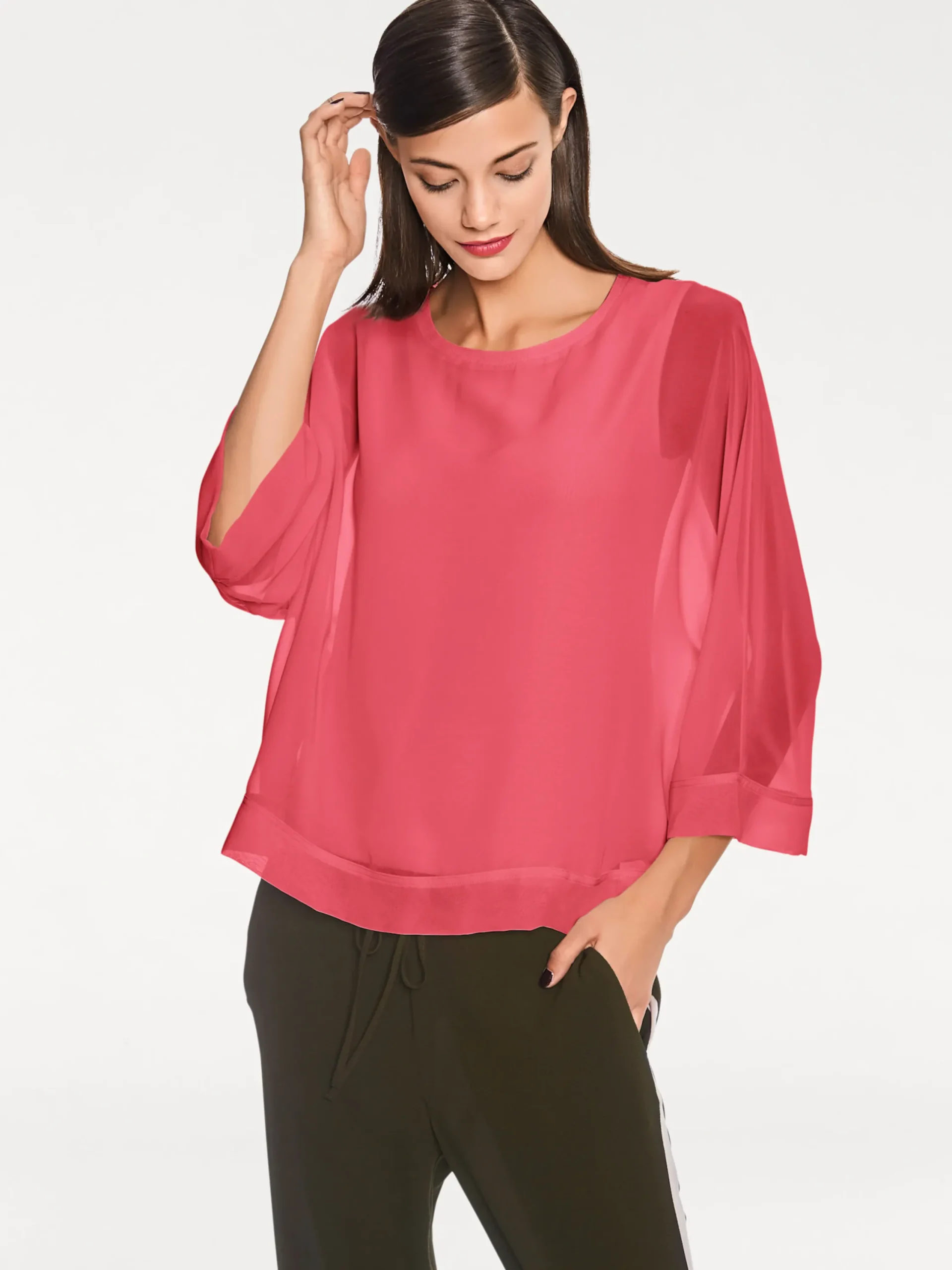 Basics|Blusen|heine Blusenshirt mit Fledermausärmeln himbeere