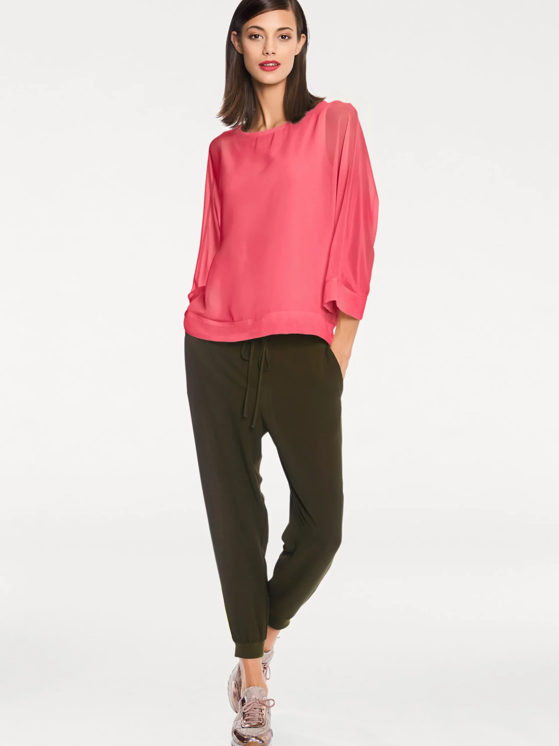 Basics|Blusen|heine Blusenshirt mit Fledermausärmeln himbeere