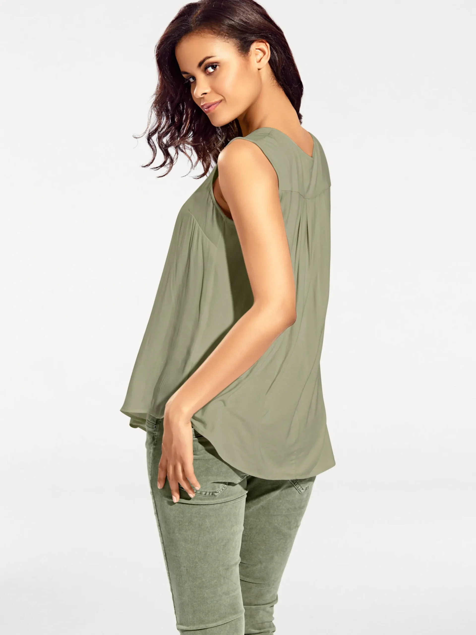 Blusen|heine Blusenshirt mit Knopfleiste salbei