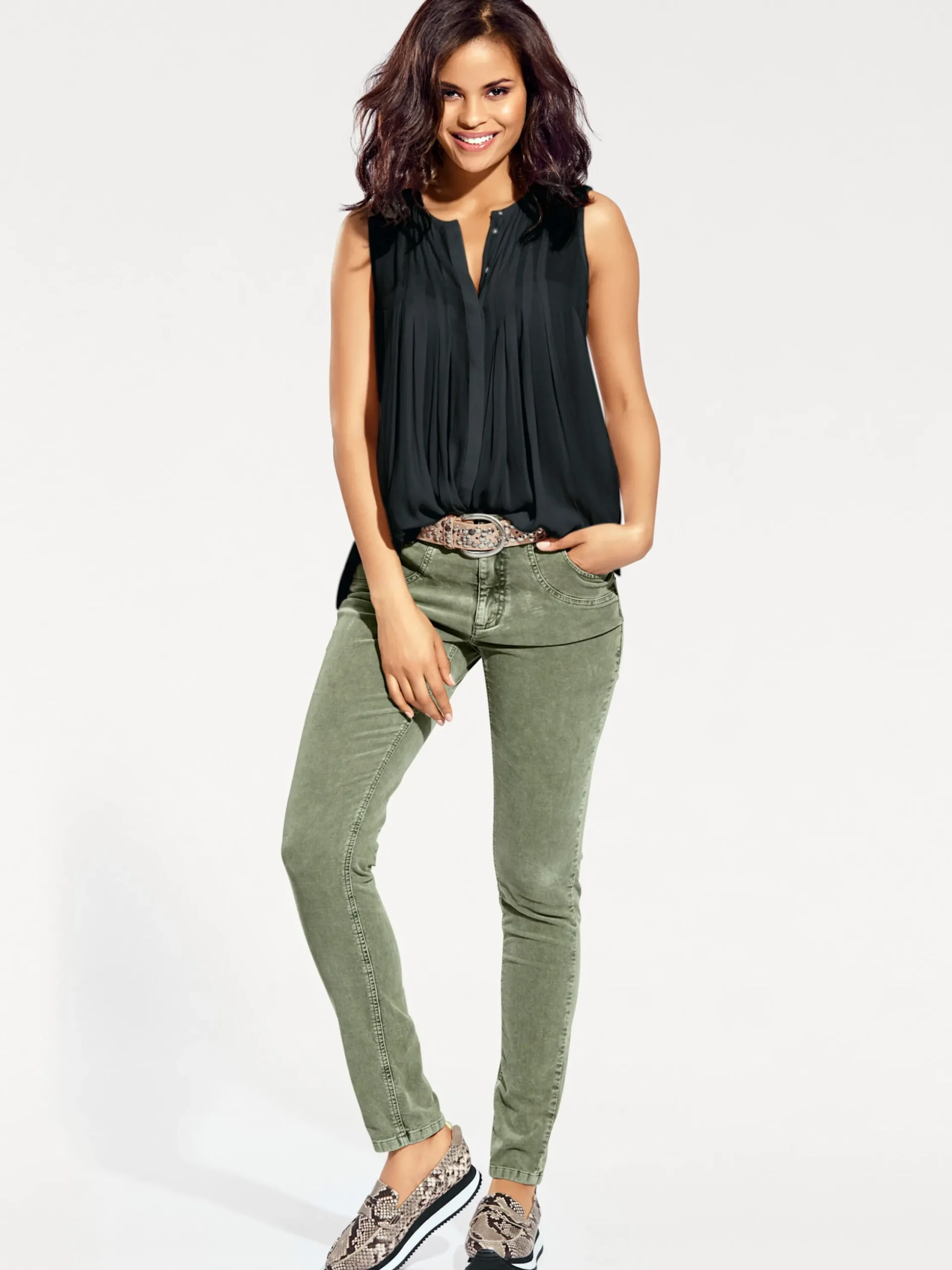 Basics|Blusen|heine Blusenshirt mit Knopfleiste schwarz