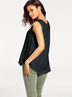 Basics|Blusen|heine Blusenshirt mit Knopfleiste schwarz