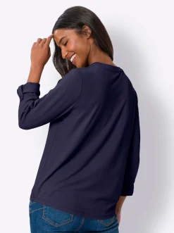 Shirts|heine Blusenshirt mit kurzer Knopfleiste marine