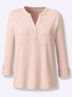 Shirts|heine Blusenshirt mit kurzer Knopfleiste puder
