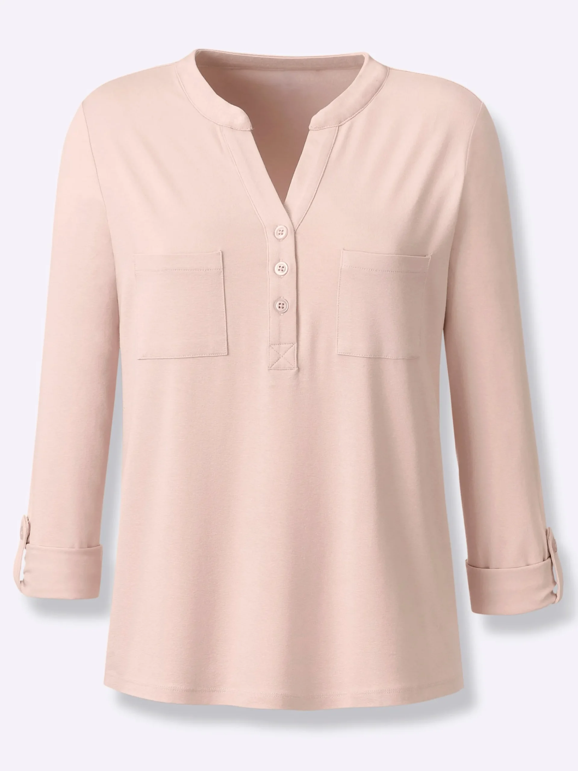 Shirts|heine Blusenshirt mit kurzer Knopfleiste puder