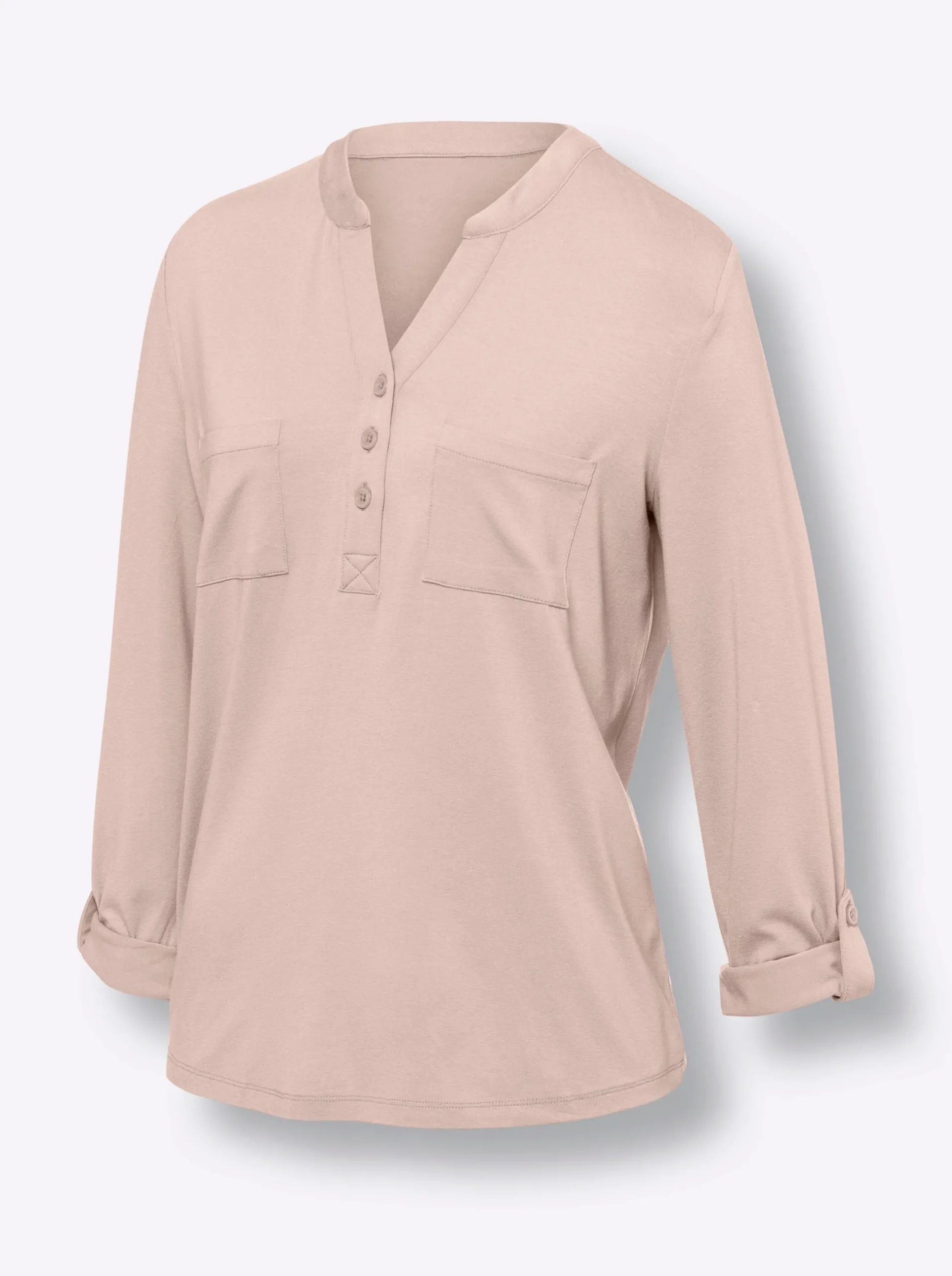 Shirts|heine Blusenshirt mit kurzer Knopfleiste puder