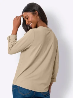 Shirts|heine Blusenshirt mit kurzer Knopfleiste beige