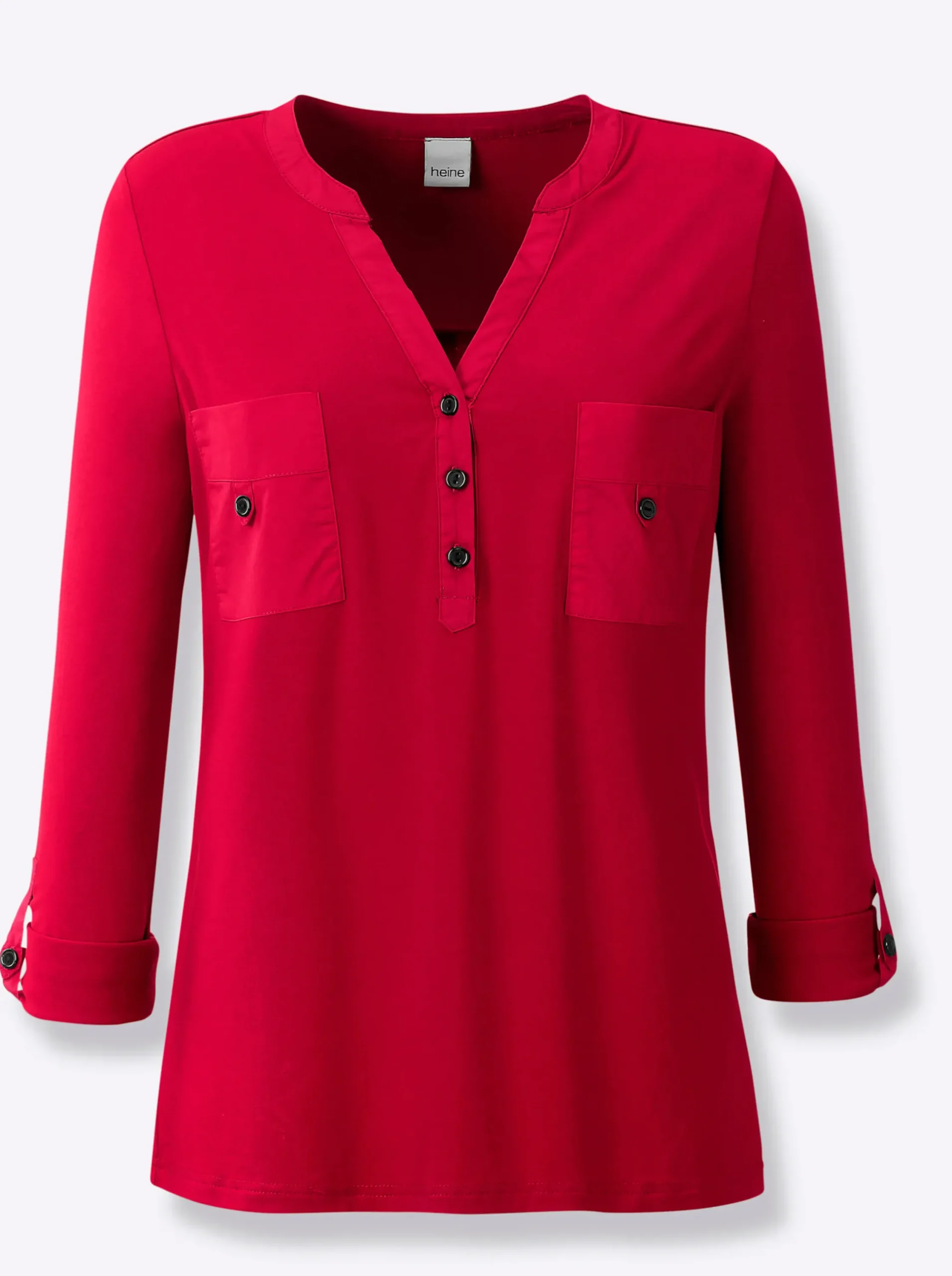 Blusen|heine Blusenshirt mit Web-Einsätzen rot
