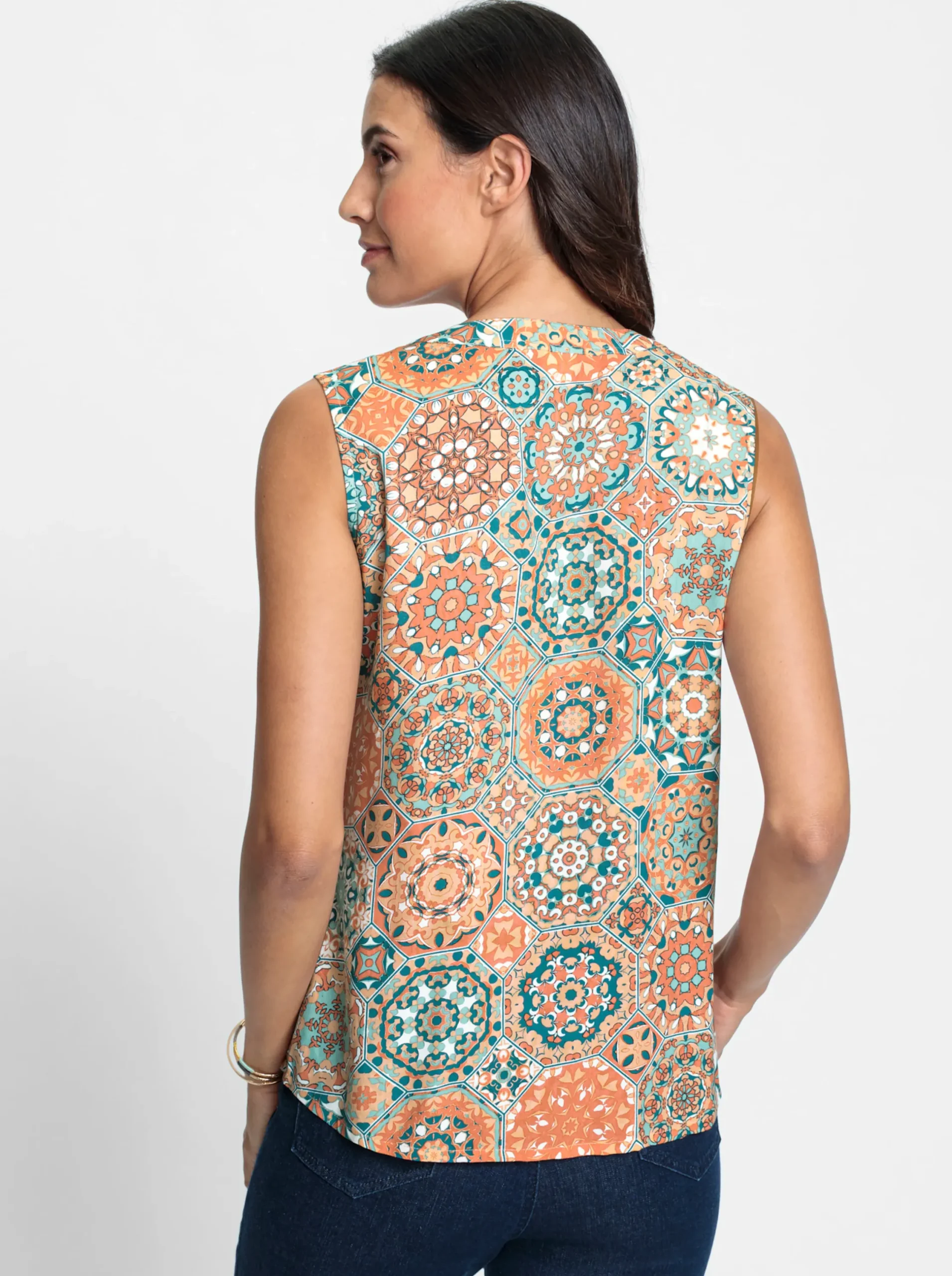 Blusen| Blusentop apricot-salbei-bedruckt