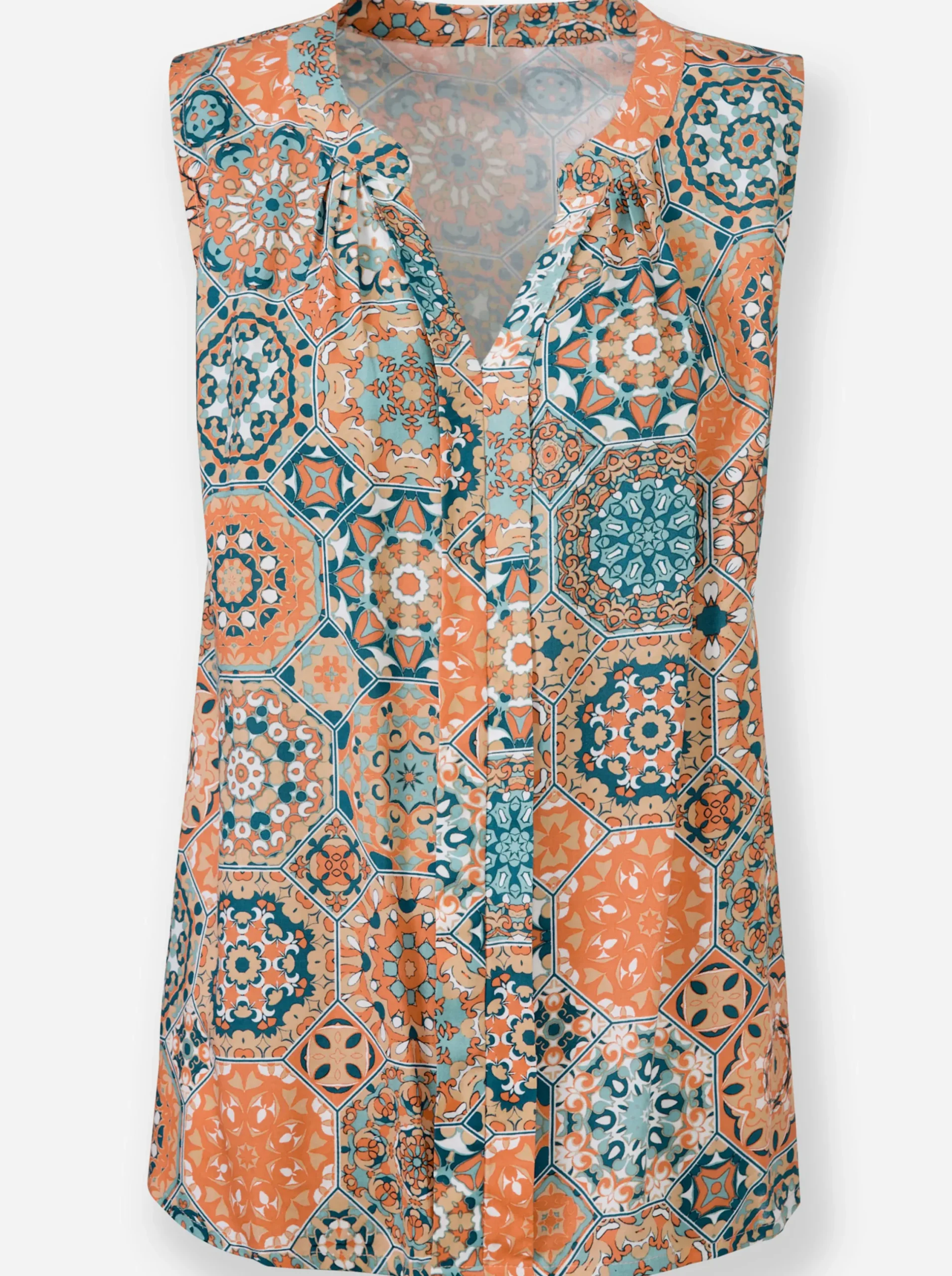 Blusen| Blusentop apricot-salbei-bedruckt