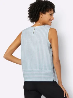 Blusen|Shirts| Blusentop kalkmint-ecru-gestreift