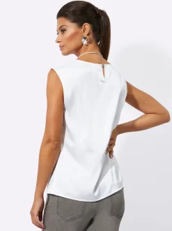 Blusen|Shirts| Blusentop aus schimmerndem Satin ecru