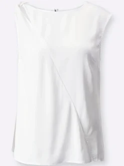 Blusen|Shirts| Blusentop aus schimmerndem Satin ecru
