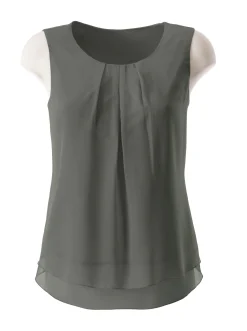 Blusen| Blusentop in Crêpe-Qualität khaki