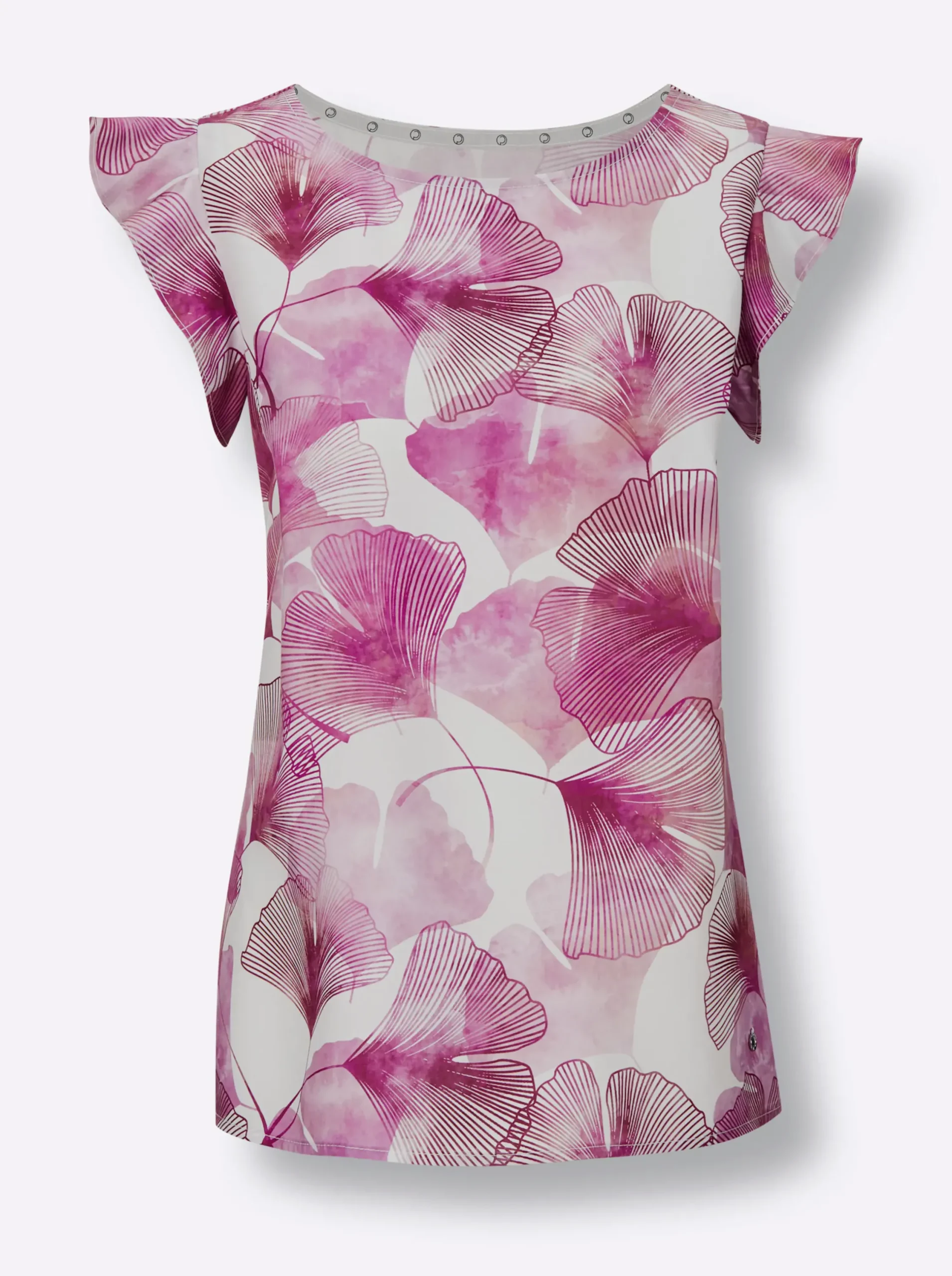 Blusen|CREATION L PREMIUM Blusentop in temperaturausgleichender Lyocell-Qualität ecru-magenta-bedruckt