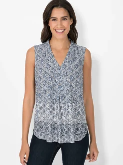Shirts| Blusentop mit breiten Trägern, reine Viskose dunkelblau