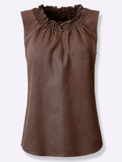 Blusen|Shirts|heine Blusentop mit gesmoktem Ausschnitt schoko