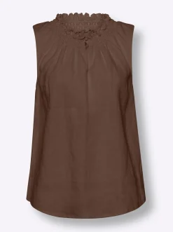 Blusen|Shirts|heine Blusentop mit gesmoktem Ausschnitt schoko