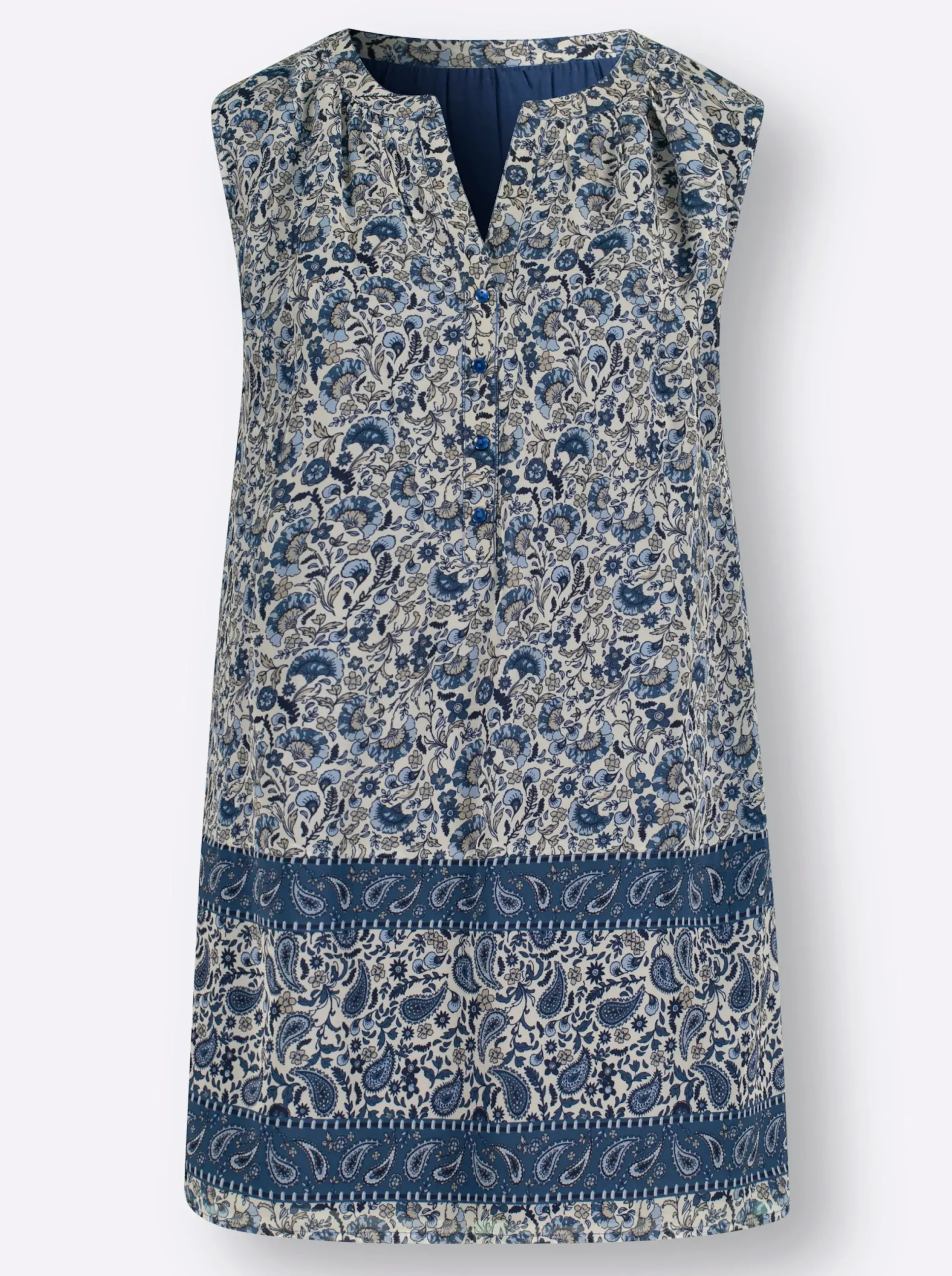 Shirts| Blusentop mit Paisley-Druck jeansblau-bedruckt