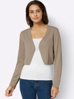 Strandmode|Jacken| Bolero Feinstrick-Qualität, verschlusslos sesam