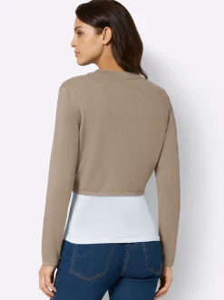 Strandmode|Jacken| Bolero Feinstrick-Qualität, verschlusslos sesam