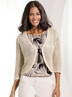 Jacken| Bolero in Ajourstrick sand