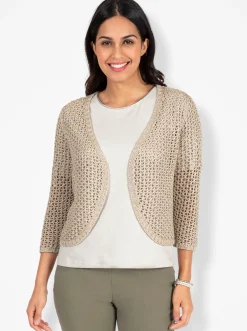 Jacken| Bolero in Ajourstrick sand