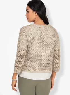 Jacken| Bolero in Ajourstrick sand