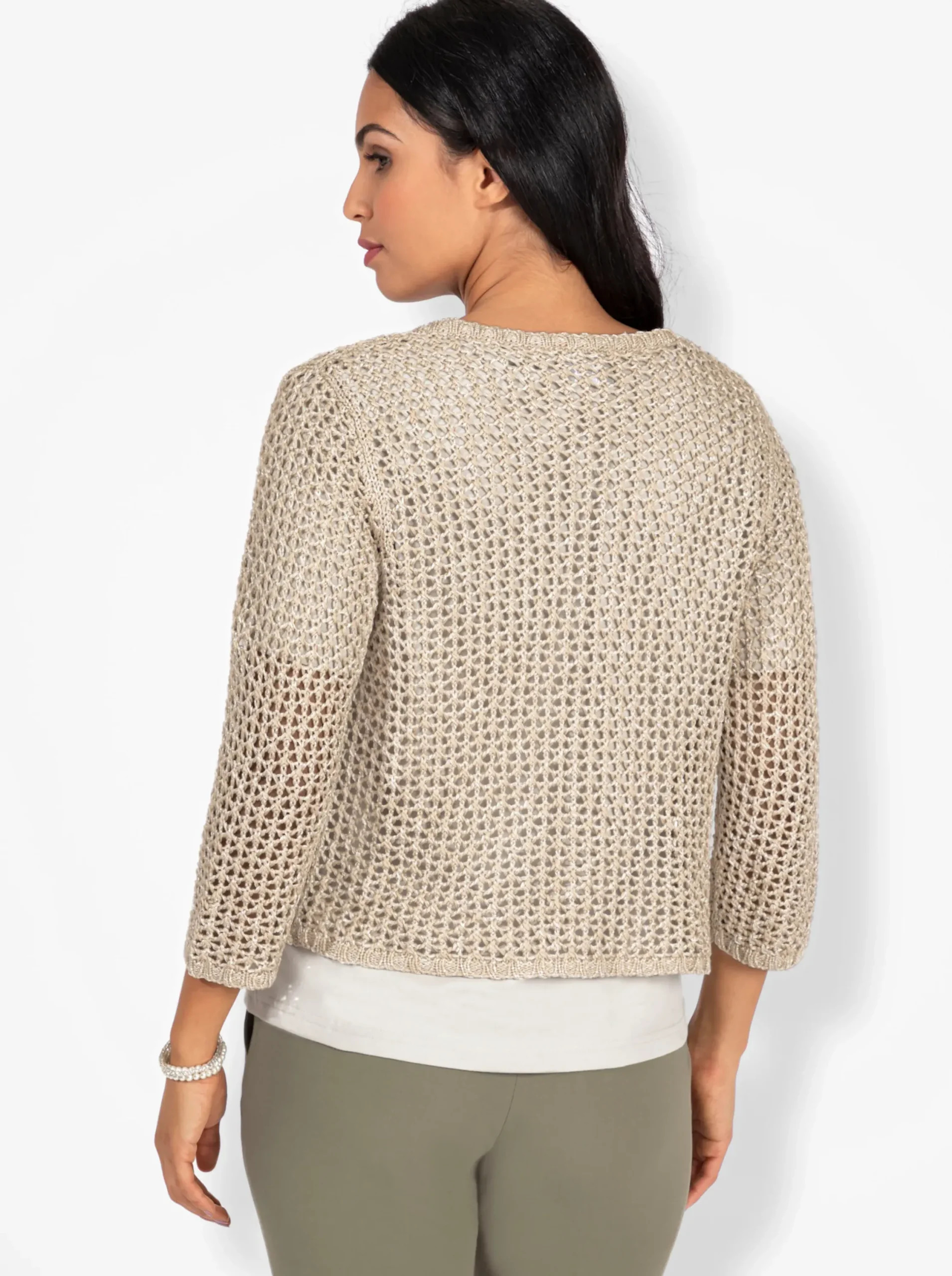 Jacken| Bolero in Ajourstrick sand