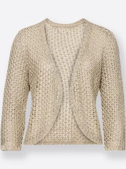 Jacken| Bolero in Ajourstrick sand