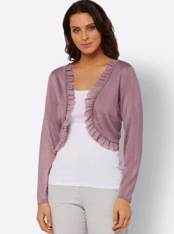 Strickjacken| Bolero mit Chiffon-Volants mauve