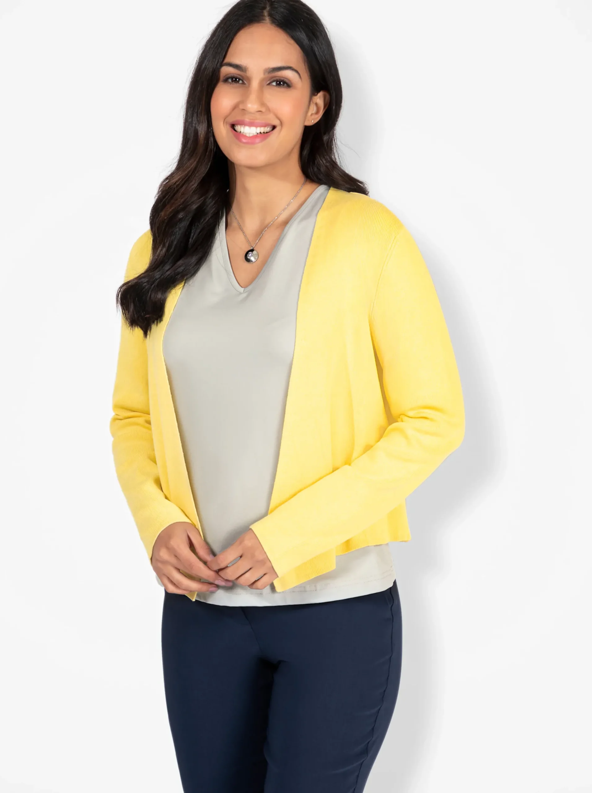 Jacken| Bolero mit schrägem Saum zitrone