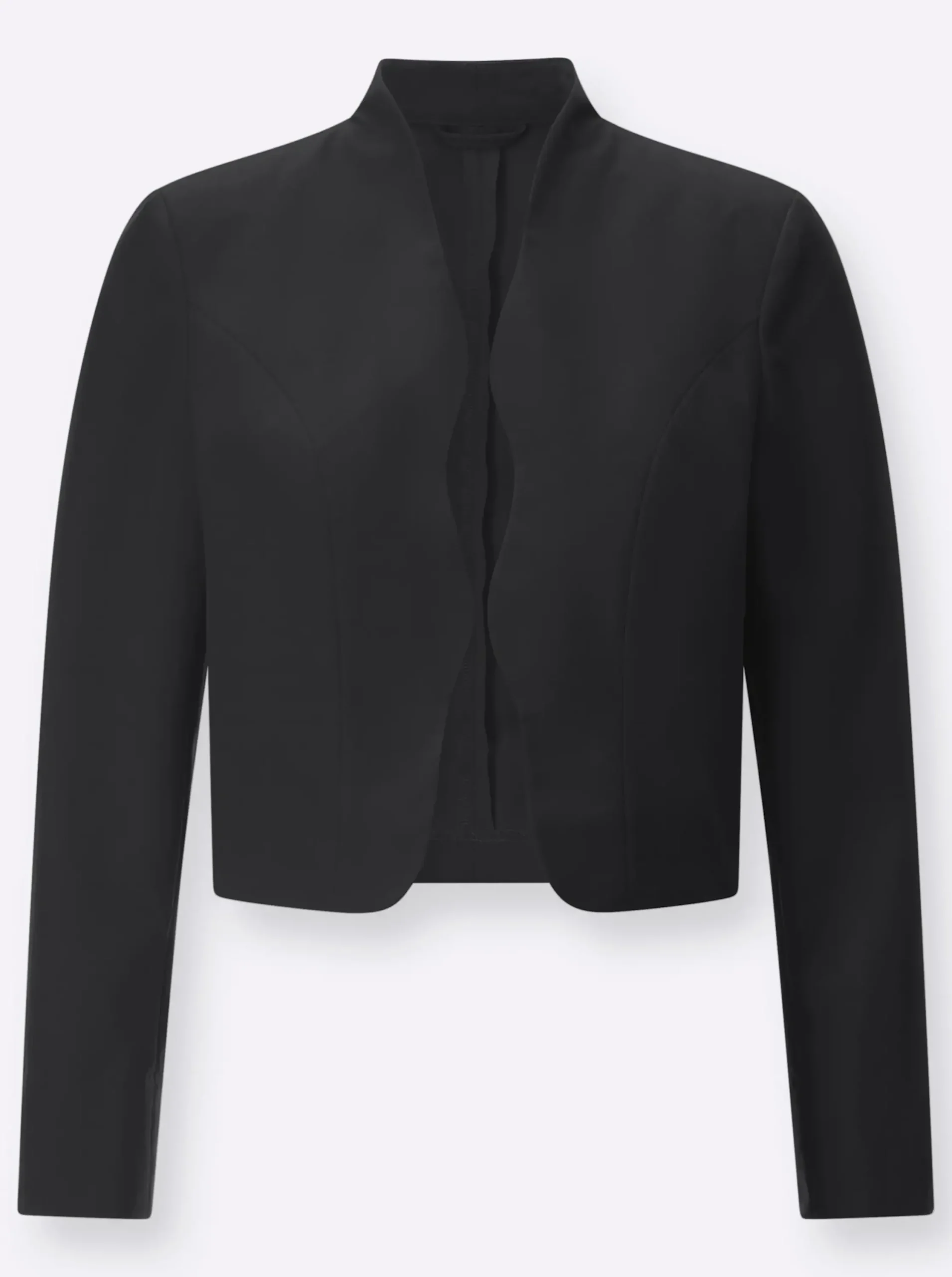 Jacken|Blazer| Bolerojacke mit Wellenabschluss, Stehkragen schwarz