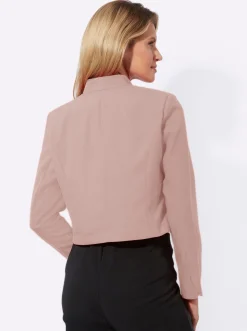 Jacken| Bolerojacke mit Wellenabschluss, Stehkragen puder