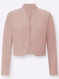 Jacken| Bolerojacke mit Wellenabschluss, Stehkragen puder