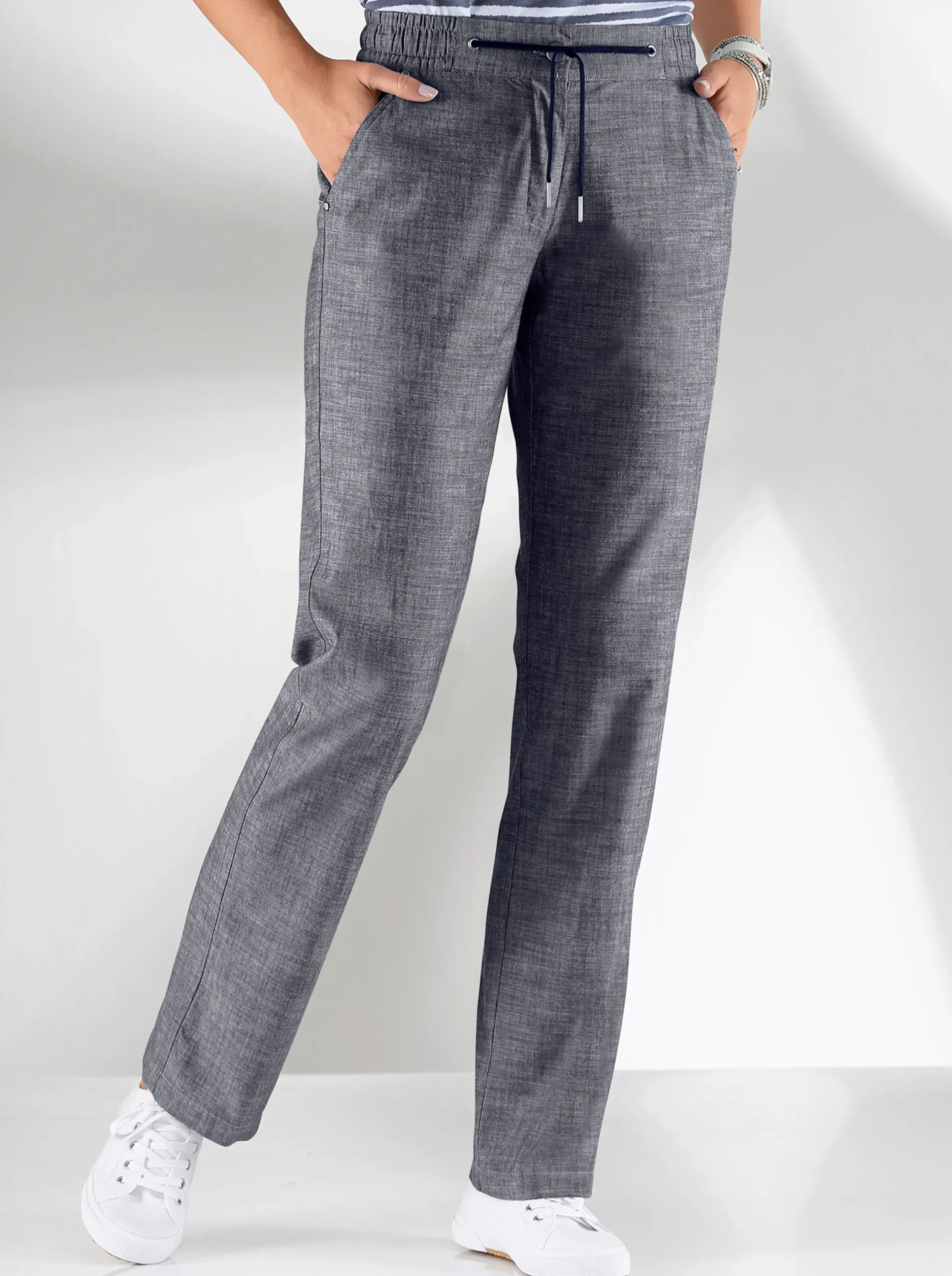 Hosen| Bootcuthose mit Dehnbund und Kordelzug marine