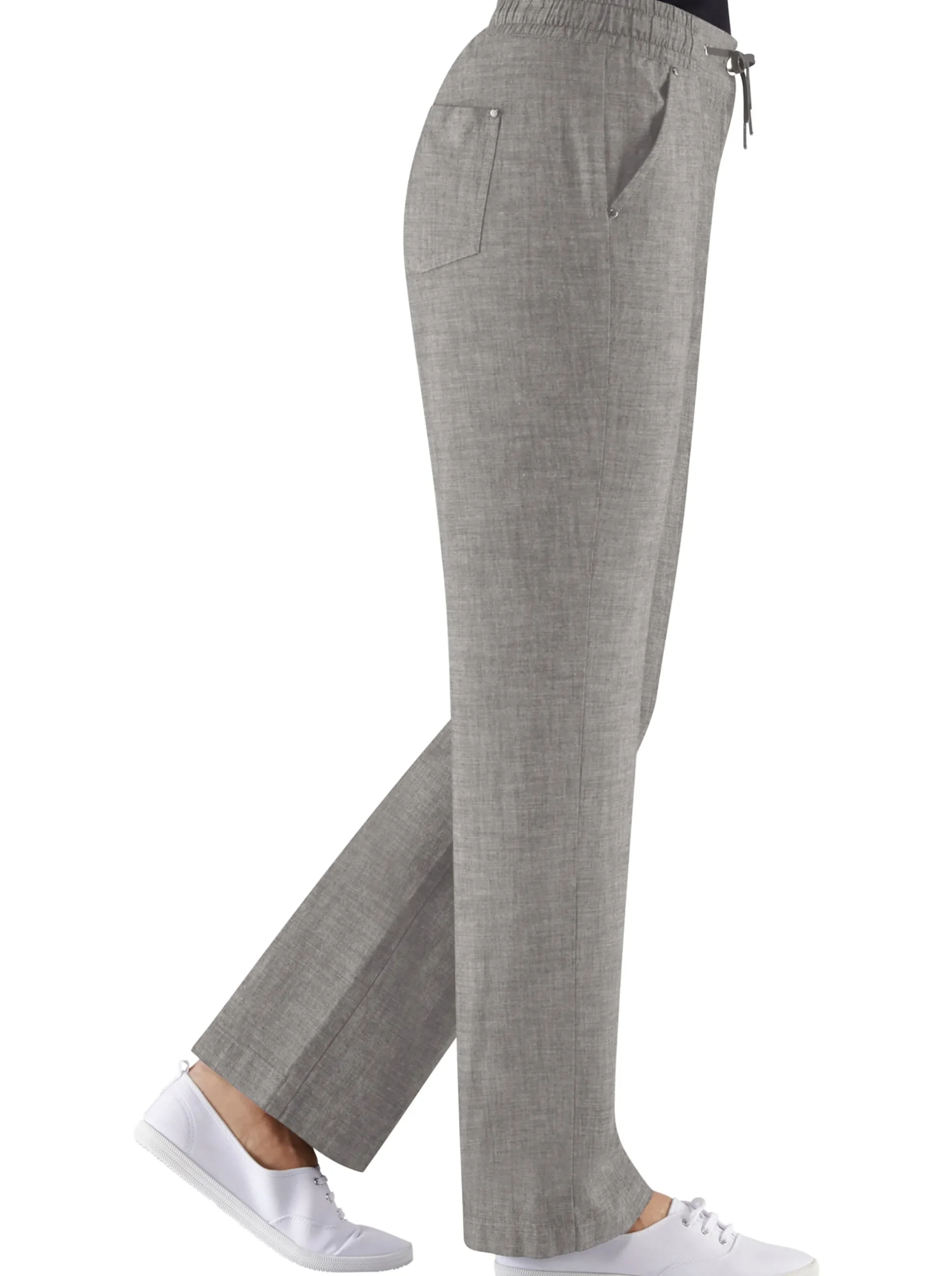 Hosen| Bootcuthose mit Dehnbund und Kordelzug taupe
